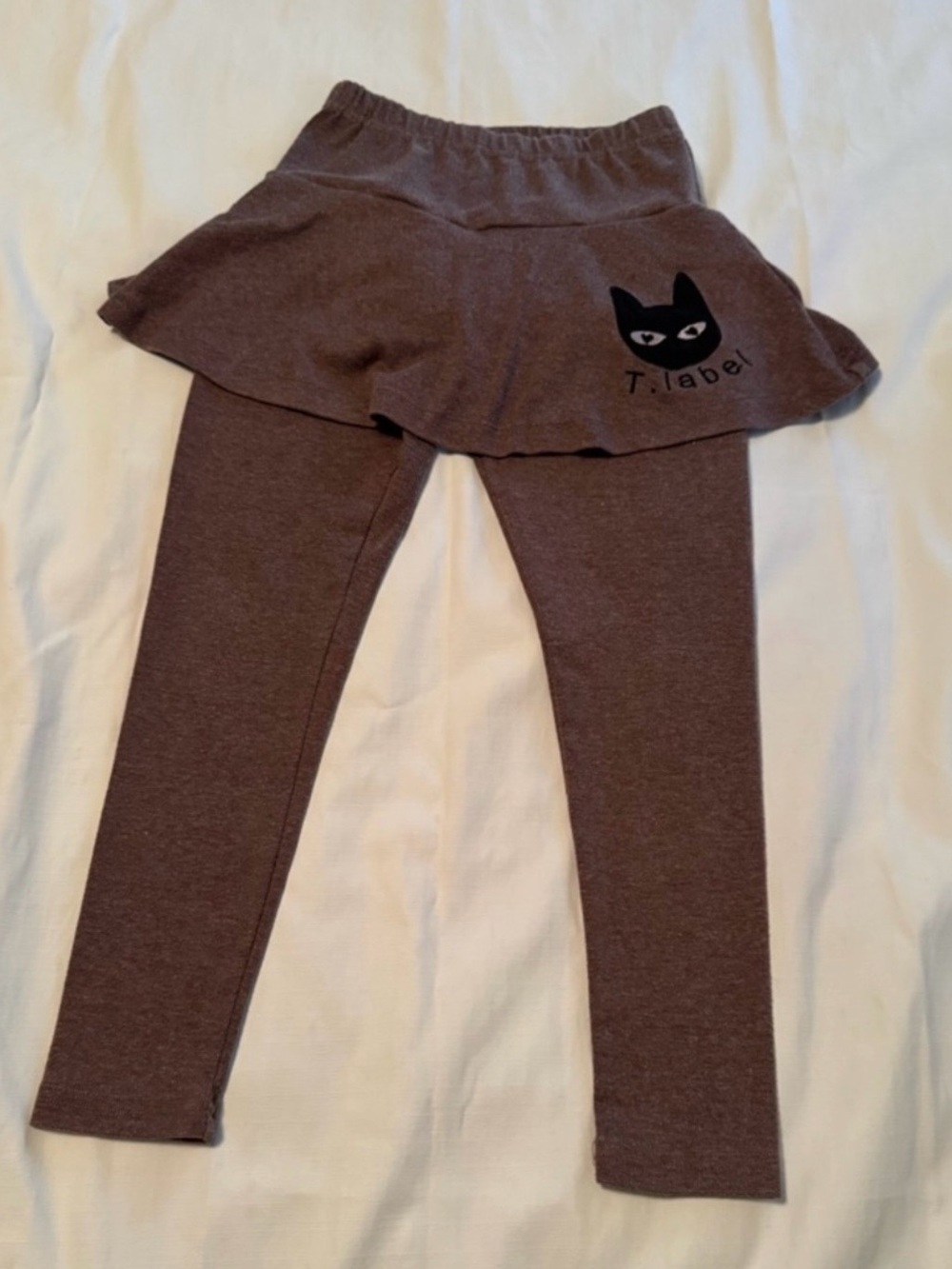 T. Label Brown Skirted Leggings Toddler Girls Cat Detail